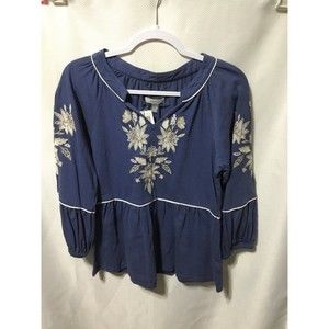 Cupio Gray/Blue Emboidered Top Size XSmall NWT
